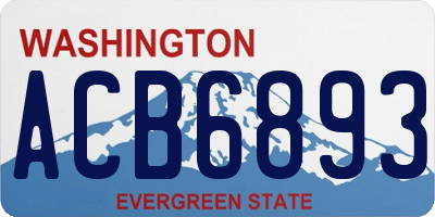 WA license plate ACB6893