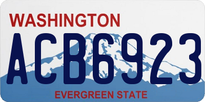 WA license plate ACB6923