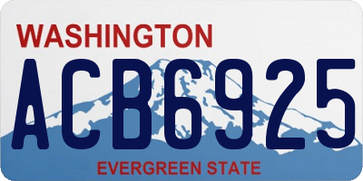 WA license plate ACB6925