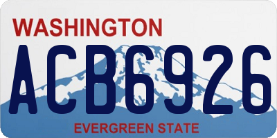 WA license plate ACB6926