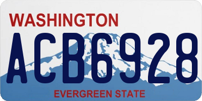 WA license plate ACB6928