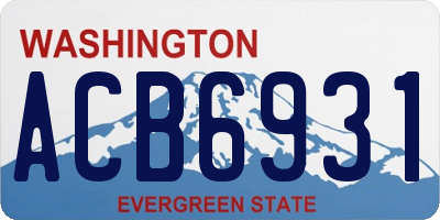 WA license plate ACB6931