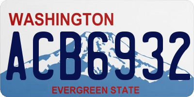 WA license plate ACB6932