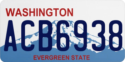 WA license plate ACB6938