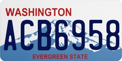 WA license plate ACB6958