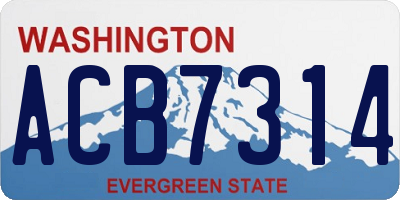WA license plate ACB7314