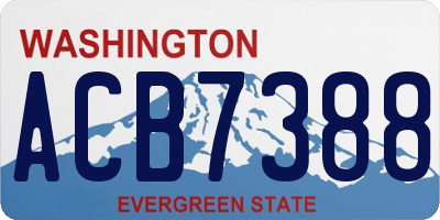 WA license plate ACB7388
