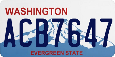 WA license plate ACB7647