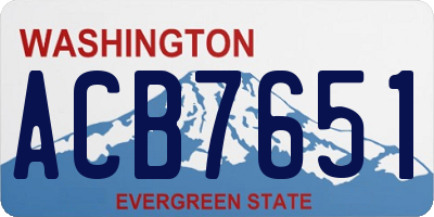 WA license plate ACB7651