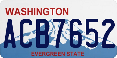WA license plate ACB7652