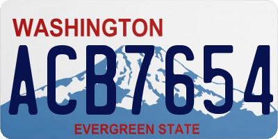 WA license plate ACB7654