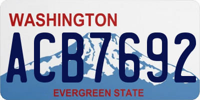 WA license plate ACB7692
