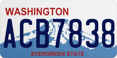 WA license plate ACB7838