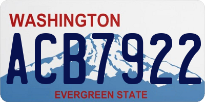 WA license plate ACB7922