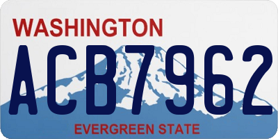 WA license plate ACB7962