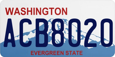 WA license plate ACB8020