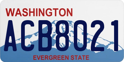 WA license plate ACB8021
