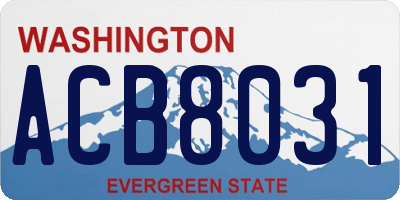WA license plate ACB8031