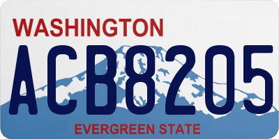 WA license plate ACB8205