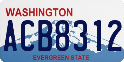 WA license plate ACB8312