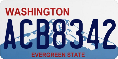 WA license plate ACB8342