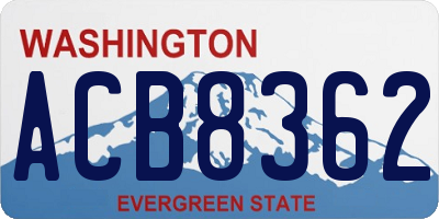 WA license plate ACB8362