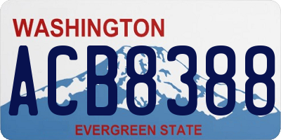 WA license plate ACB8388