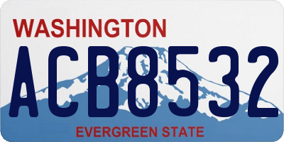 WA license plate ACB8532