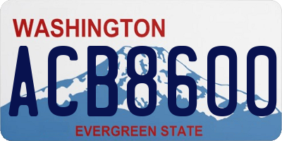 WA license plate ACB8600