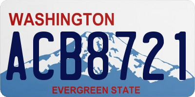 WA license plate ACB8721