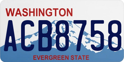 WA license plate ACB8758
