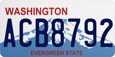WA license plate ACB8792