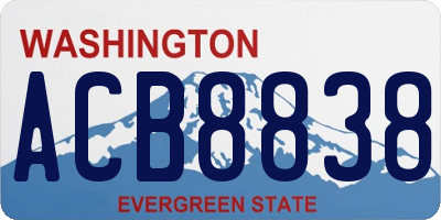 WA license plate ACB8838