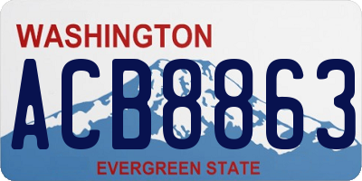 WA license plate ACB8863