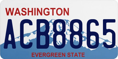 WA license plate ACB8865