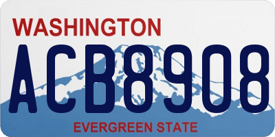 WA license plate ACB8908