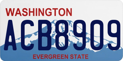 WA license plate ACB8909