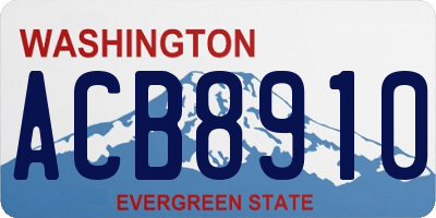 WA license plate ACB8910