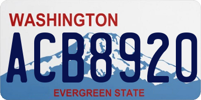 WA license plate ACB8920