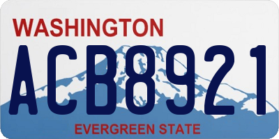 WA license plate ACB8921