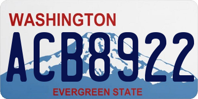 WA license plate ACB8922