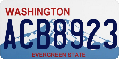 WA license plate ACB8923