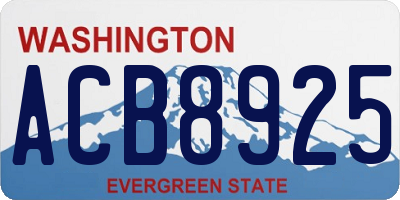 WA license plate ACB8925
