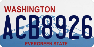 WA license plate ACB8926