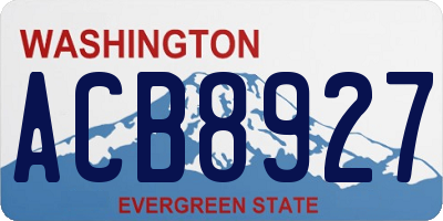 WA license plate ACB8927
