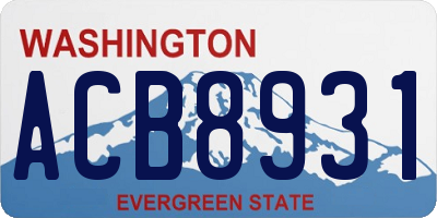 WA license plate ACB8931