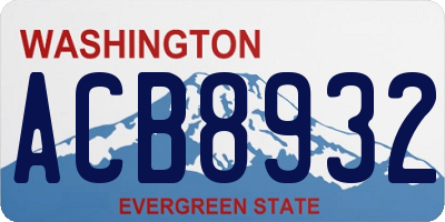 WA license plate ACB8932