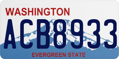 WA license plate ACB8933