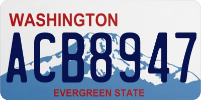 WA license plate ACB8947