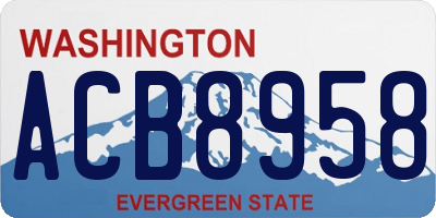 WA license plate ACB8958